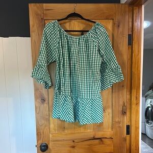Green Gingham Women's Top